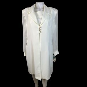 NWT VANY Vintage 1990 Elegant White Sheer Sleeve Coat and dress size 16